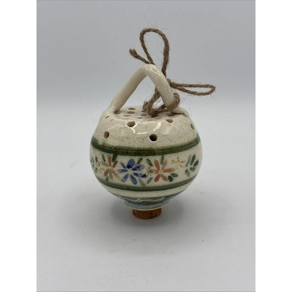 VTG Hand Painted Ceramic Pomander Scent Ball Floral Scentomander Potpourri